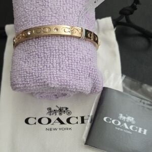Coach Gold-Tone Logo Bangle Bracelet